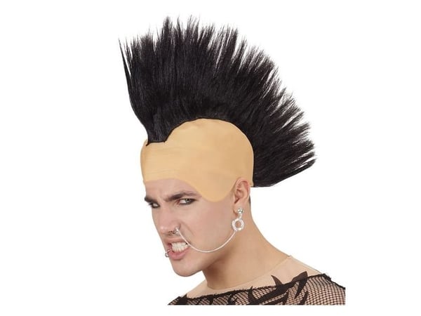 Musta punk-peruukki, kukkakampa