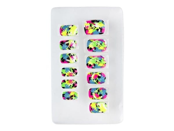 Neon Patchwork konstgjorda naglar