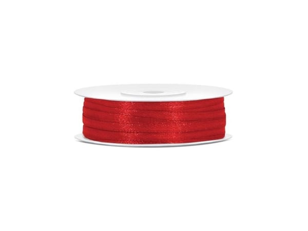 Rød satinbånd 3mm