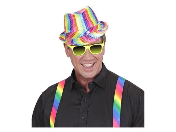 Regnbågsfärgad fedora-hatt