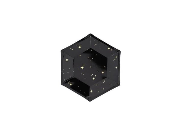 PartyDeco TPP28-010, Plate, Hexagon, Papir, Sort, Mønster, 6 stykker