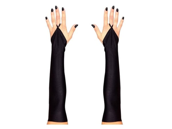 Sorte fingerløse lange handsker