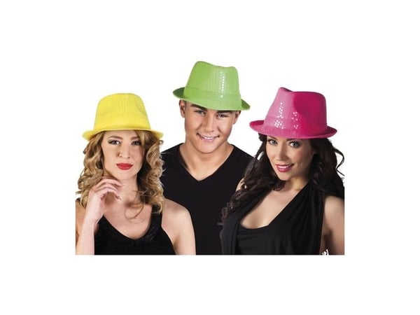 Neonrosa hatt med paljetter