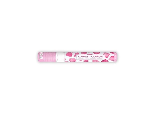 Konfettirør med pink rosenblade, 40 cm