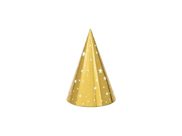Guld partyhatte, 6 stk.