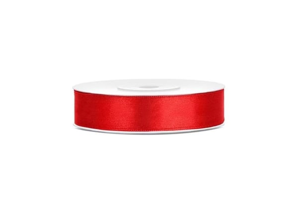 Rød satinbånd 12mm