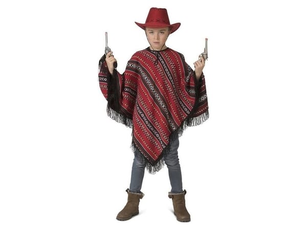 Poncho rød sort, børn