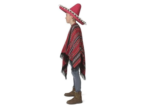 Poncho röd/svart, barn