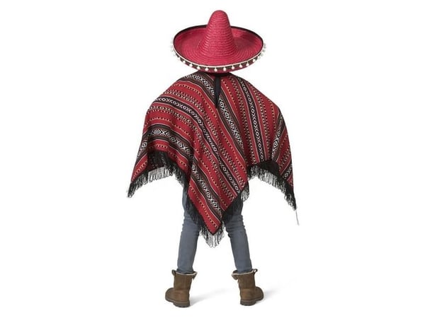 Poncho röd/svart, barn