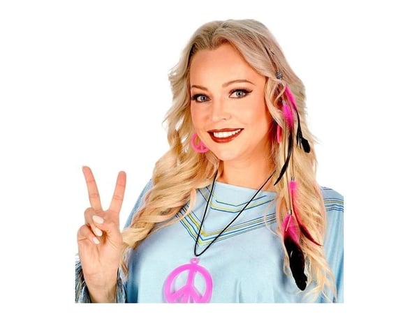 Fjer hårklips, hot pink