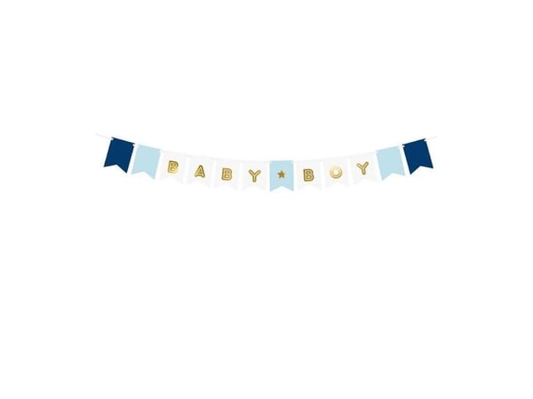 PartyDeco GRL61, Bunting banner, Sininen, Kulta, Valkoinen, Juhlateema, 150 mm, 1600 mm, 160 mm