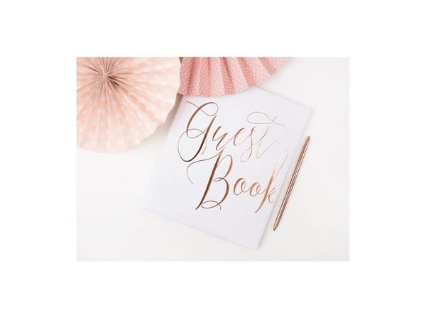 PartyDeco Gästebuch, 22 sider, Innbundet (hardcover), Gull, Hvit, 200 mm, 245 mm