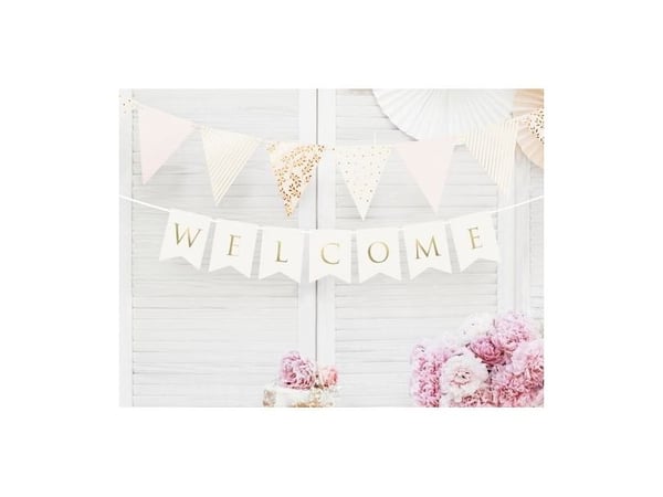 PartyDeco GRL70-008-KARTON, Lippuviiri, Kulta, Valkoinen, Häät, 950 mm, 150 mm, 130 mm