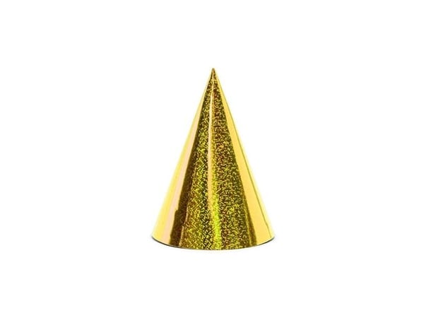 PartyDeco CZAP6-019, Partyhatt, Guld, Födelsedag, 160 mm, 10 cm, 6 styck