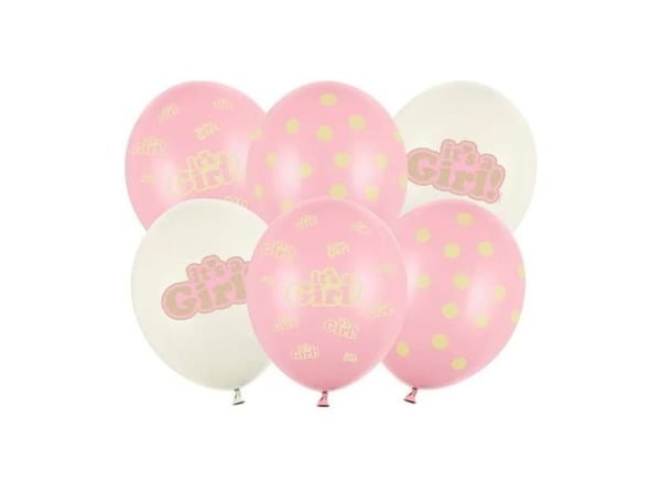 PartyDeco SB14P-252-000-6, Toy balloon, Latex, Rosa, Hvit, Temafest, Oval, 30 cm