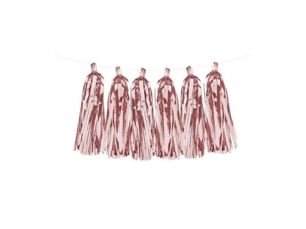 PartyDeco Girlande Quasten rosa, Garland, Rosegull, Gratulasjoner, 1,5 m, Tidsriktig, 50 stykker