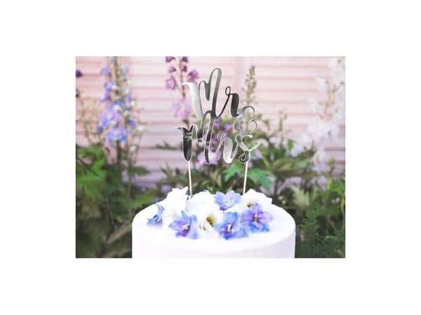 PartyDeco Mr & Mrs, Kakku, Hopea, Puu, Aikuinen, Unisex, 50 kpl