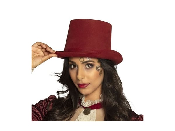 Rödbrun hög steampunk-hatt