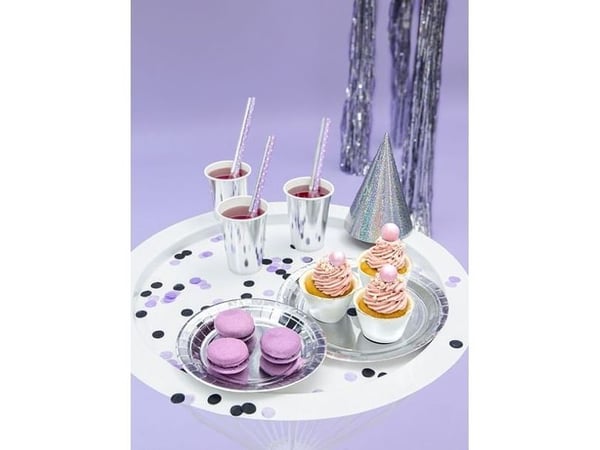 PartyDeco TPP36-018ME, Tallrik, Rund, papper, Silver, Monokromatiskt, 6 styck