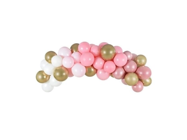 PartyDeco GBN3, Toy balloon, Latex, Gull, Rosa, Hvit, Oval, 2000 mm, 60 stykker