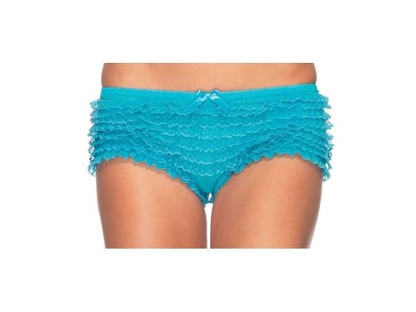 Siniset hotpants röyhelöillä