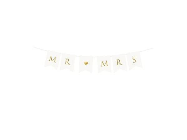 PartyDeco GRL66-008-KARTON, Garland, Papir, Gull, Hvit, 0,85 m, Engelsk, Klassisk