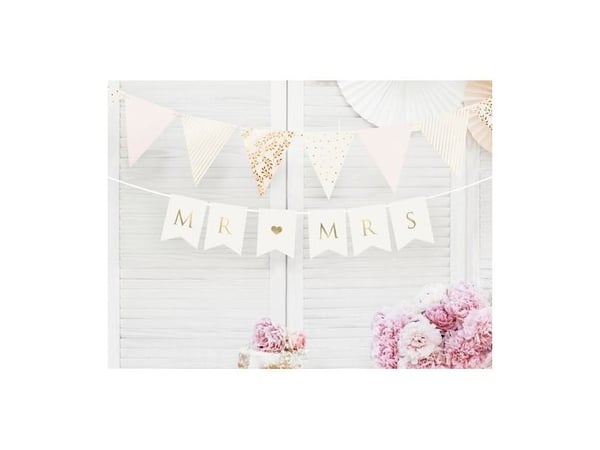 PartyDeco GRL66-008-KARTON, Garland, Papir, Gull, Hvit, 0,85 m, Engelsk, Klassisk