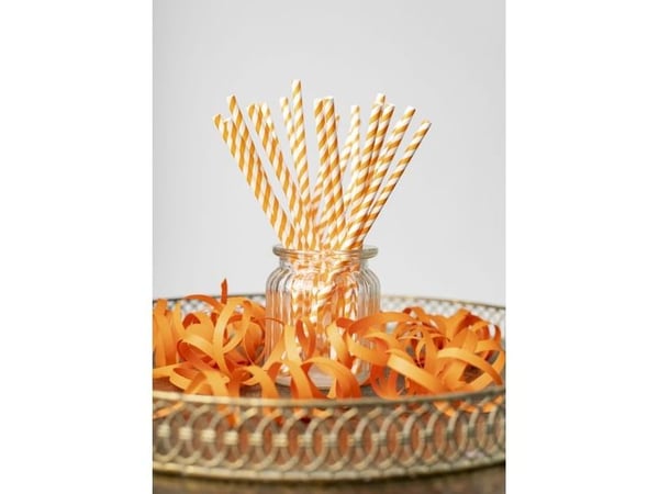 Papirsugerør med orange striber