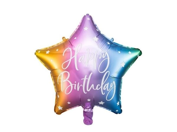 PartyDeco FB93-000-KARTON, Flerfarget, Star, Folie, Bursdag, Engelsk, 40 cm