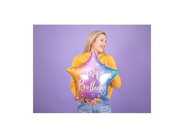 PartyDeco FB93-000-KARTON, Flerfarget, Star, Folie, Bursdag, Engelsk, 40 cm