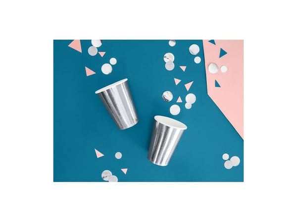 Silver metallic engångspappersmugg, 220 ml