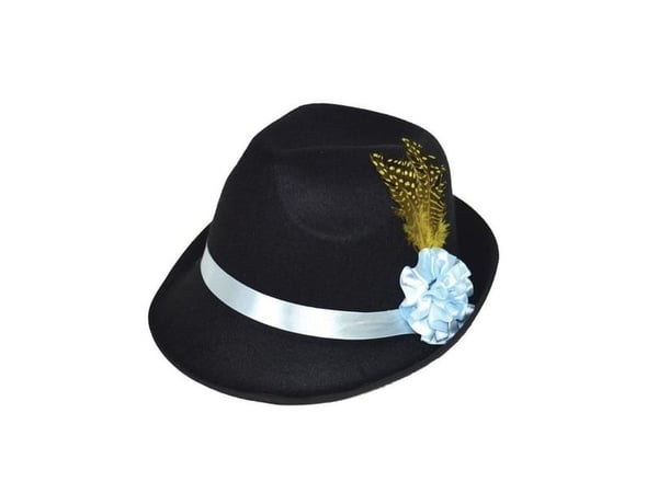 Bavarian hat sort med blomster og fjer