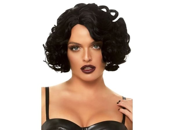 Curly Bob peruukki, musta