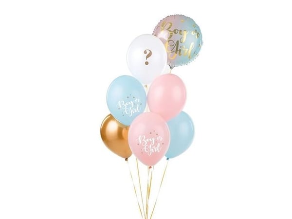 PartyDeco SB14P-308-000-6, Lekeballong, Latex, Blå, Gull, Rosa, Hvit, Temafest, Rund, Engelsk