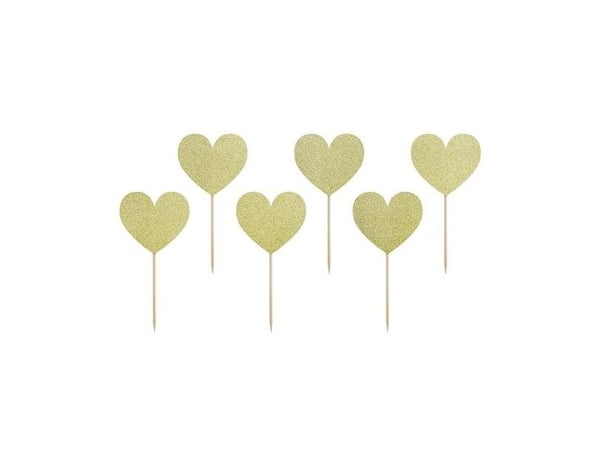 PartyDeco KPM22-019B, Muffins, Gull, Barn og voksne, Unisex, Universell, Hearts
