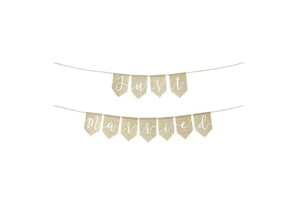 PartyDeco Girlande just married Jute, Garland, Liinavaate, Luonnollinen, Häät, 1,85 m, Poika/tyttö