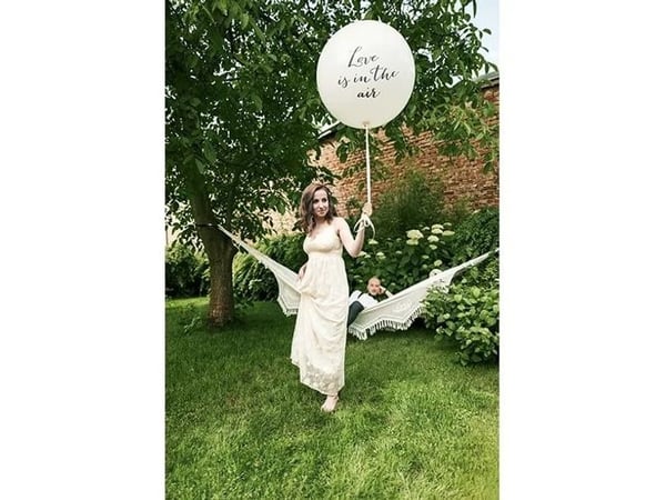 PartyDeco OLBON10D-008, Toy balloon, Latex, Sort, Hvit, Kjærlighet, Oval, 100 cm