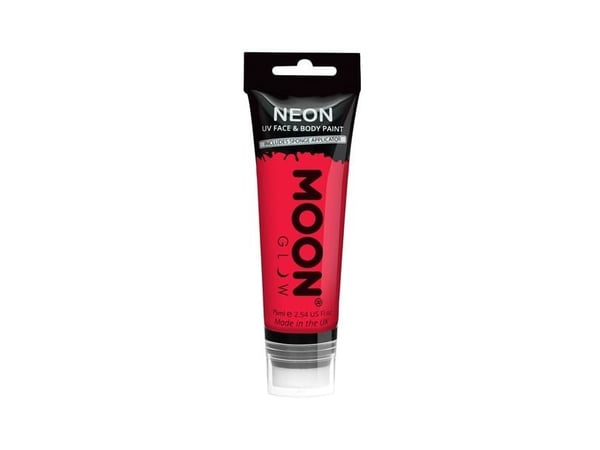 Rød neon UV krop og ansigstmaling, 75 ml.