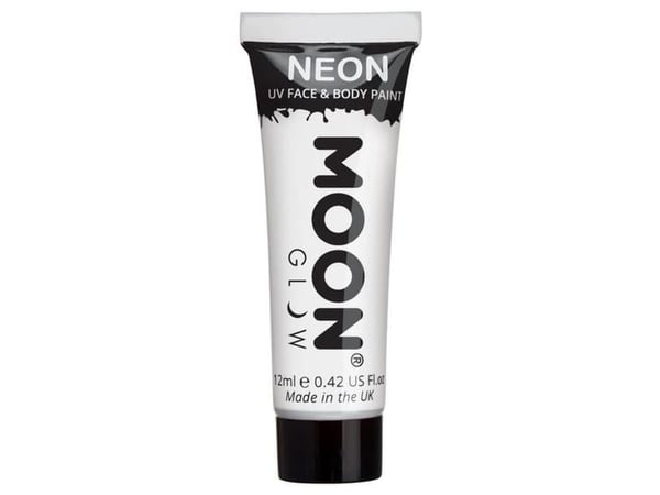 Hvid neon UV krop og ansigstmaling, 12 ml