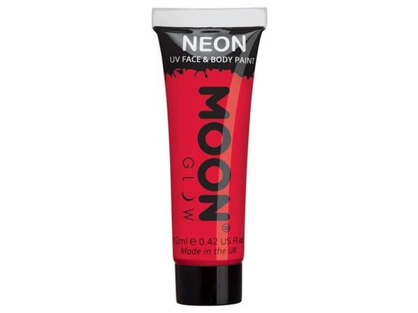 Rød neon UV krop og ansigstmaling, 12 ml