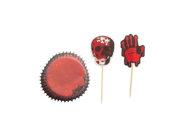 Blodige muffinsforme med sticks