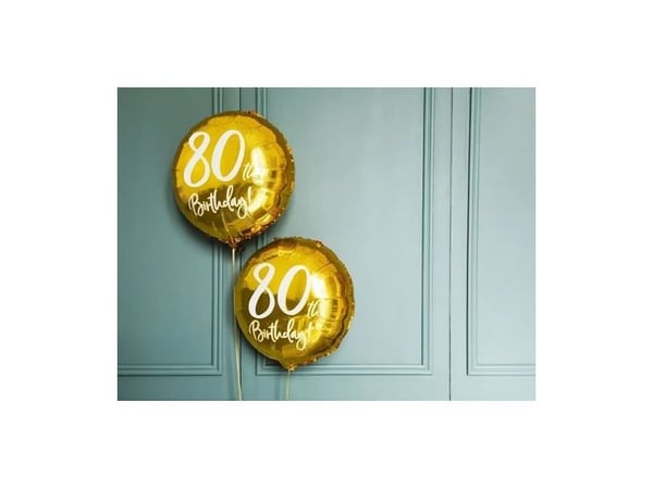 PartyDeco FB24M-80-019-KARTON, Gull, Hvit, Rund, Folie, Bursdag, Engelsk, 45 cm