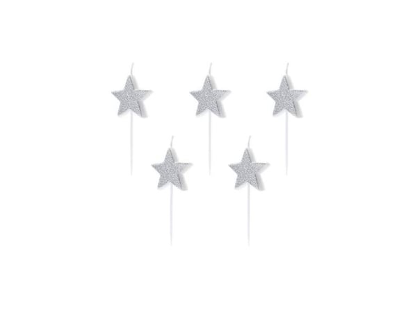 Silver stjärnor tårtljus