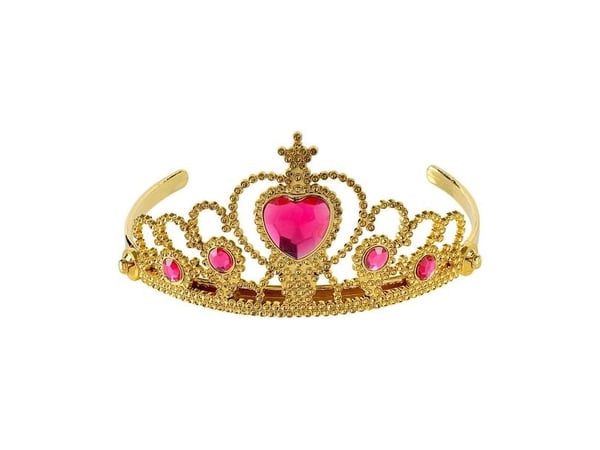 Guldtiara med rosa sten