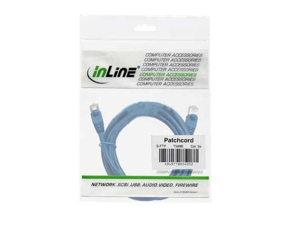 InLine 4043718163335, 0,3 m, Cat5e, F/UTP (FTP), RJ-45, RJ-45, Blå