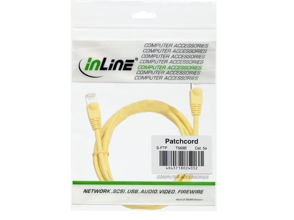 InLine Patchcord F/UTP, Cat.5e, żółty 0.3m (71533Y)