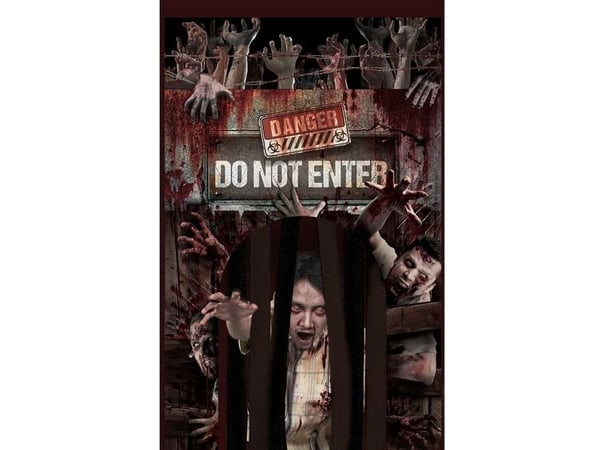 Zombie dörrdekoration med gardin