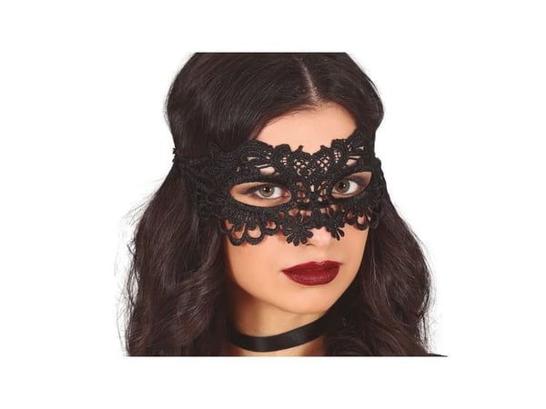 Sort blonde maske med blomster