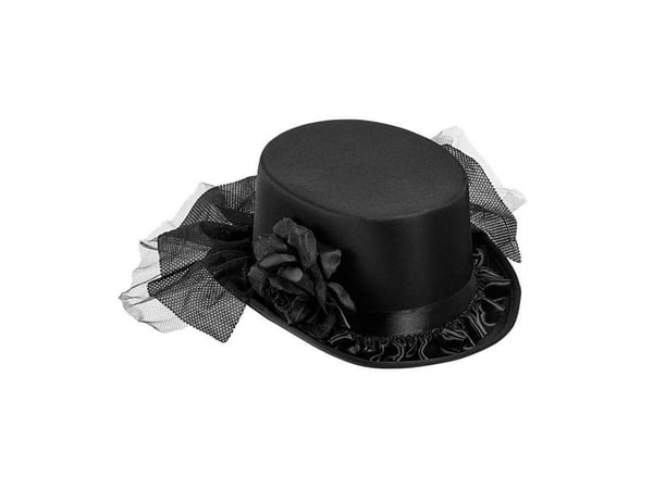 Hög hatt med ros och slöja