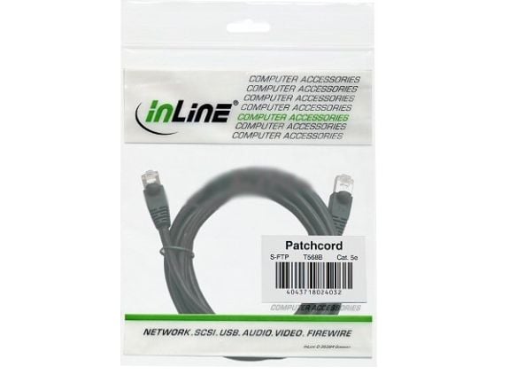 InLine 4043718163045, 0,25 m, Cat5e, SF/UTP (S-FTP), RJ-45, RJ-45, Svart